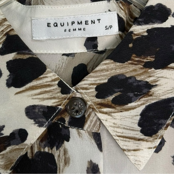 EQUIPMENT FEMME 100% Silk Leopard Print Shirt Dress Size Small - Picture 6 of 7